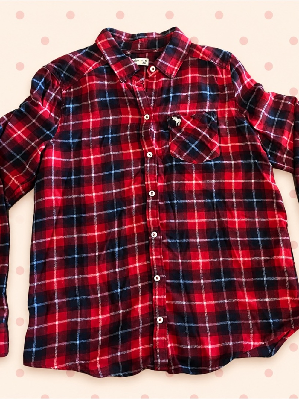Abercrombie & Fitch Red, Black & Blue Plaid Button-Down Shirt